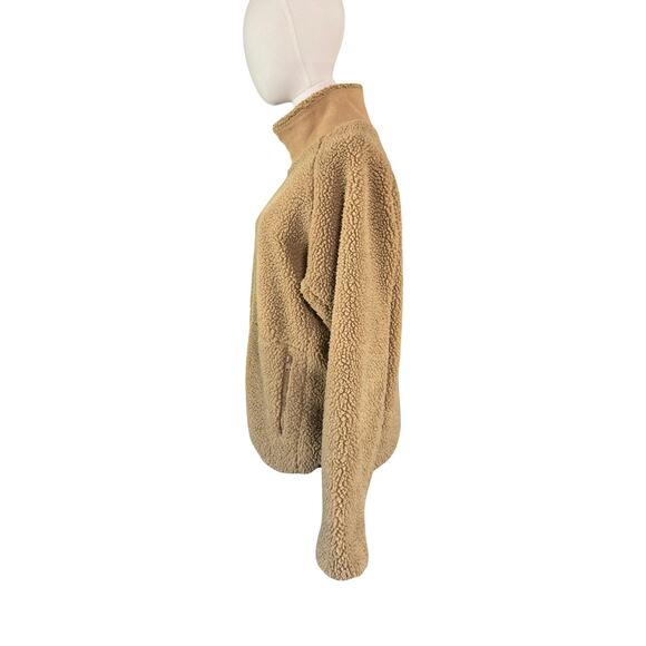 J. Galt California Sherpa Fleece Zip Jacket Tan Teddy Full Zip Women’s One Size - Picture 6 of 9